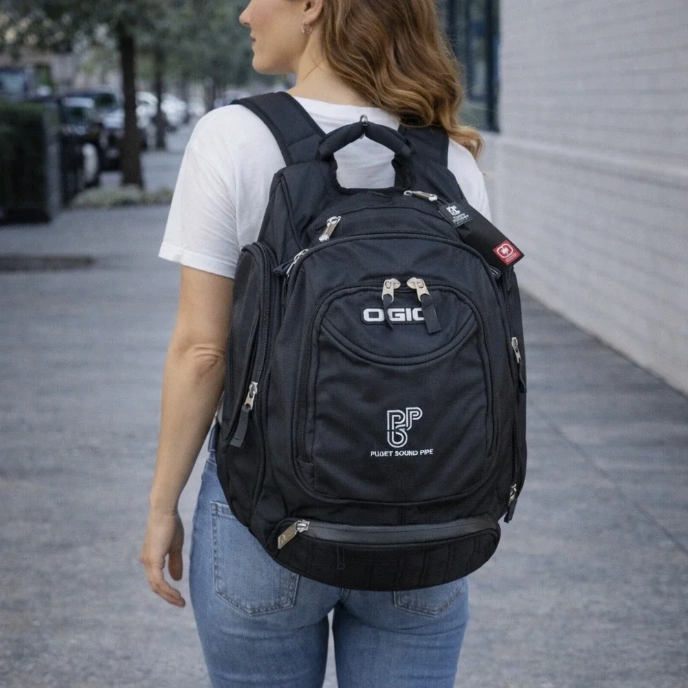 OGIO‎ Metro Black Multi Pocket Backpack Audio Ready Laptop Travel Work Bag